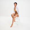 Tanga en dentelle doublure coton jaune clair femme
