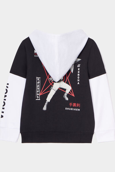 Sweat à capuche hoodie 2-en-1 Naruto noir garçon