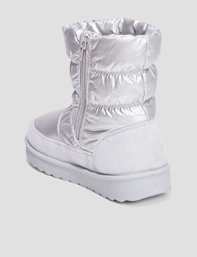 Bottines matelassées doublées gris argent femme