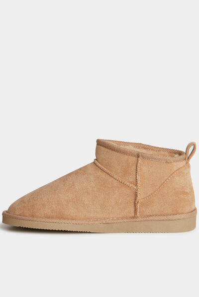 Bottines imitation fourrure sable femme