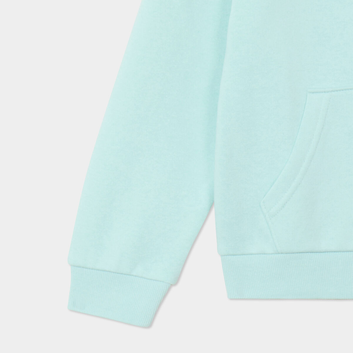Sweat zipp&eacute; &agrave; capuche droit molleton vert pastel fille
