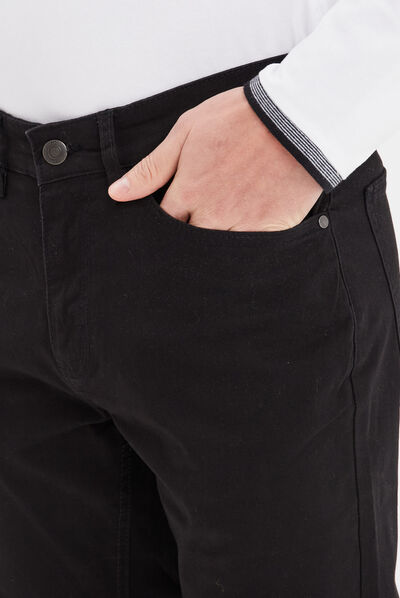 Pantalon droit en coton noir homme