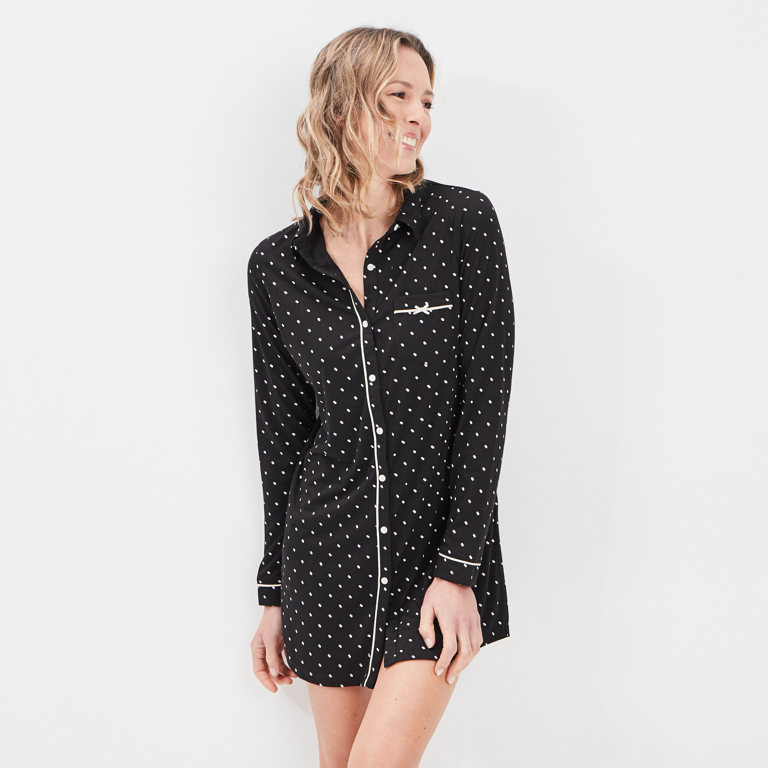 Chemise de nuit liquette noir femme LH