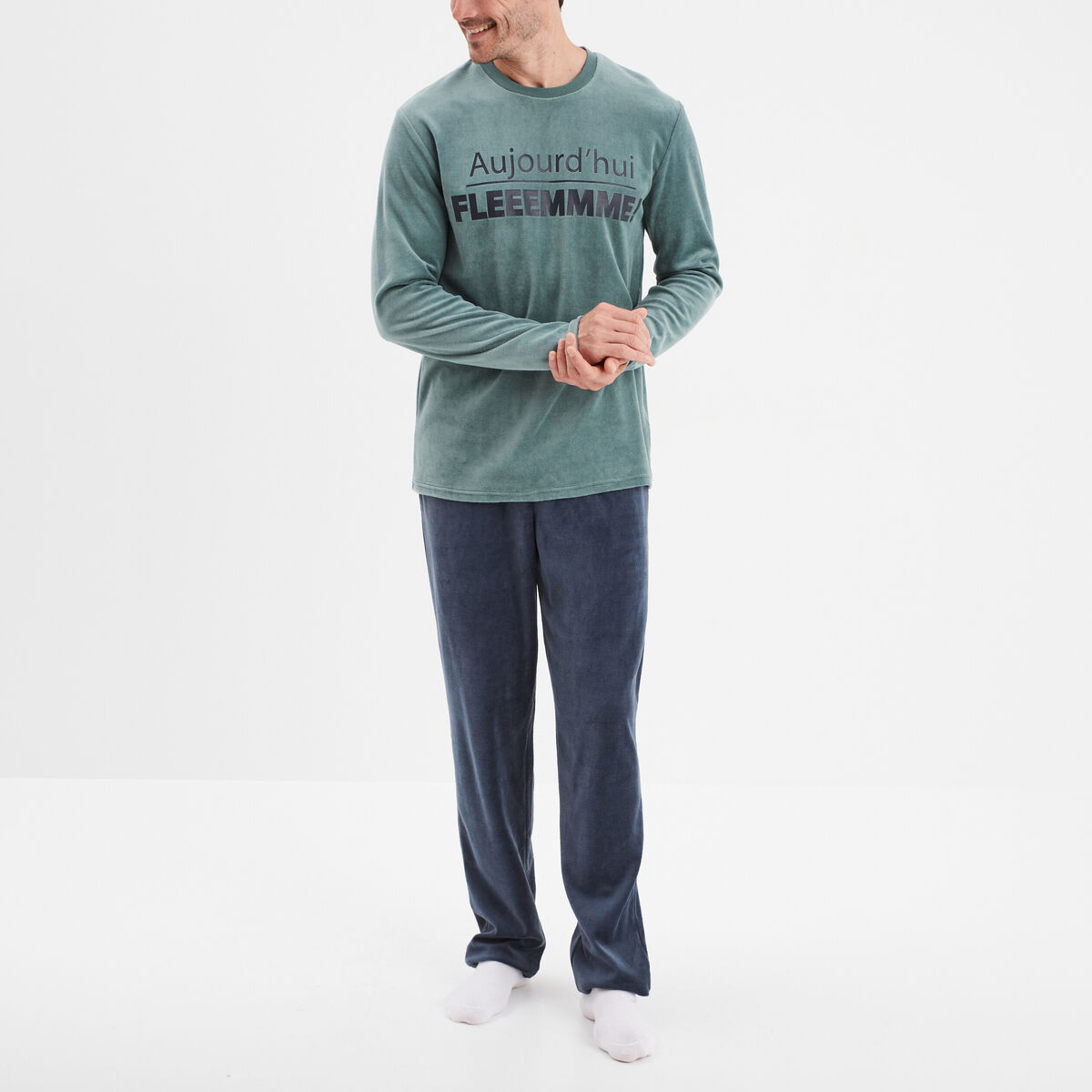 Ensemble pyjama 2 pièces haut et bas vert homme