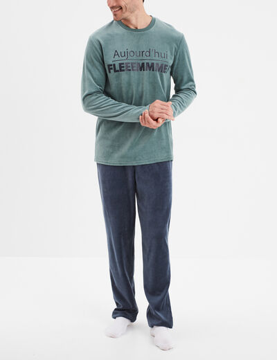 Ensemble pyjama 2 pièces haut et bas vert homme