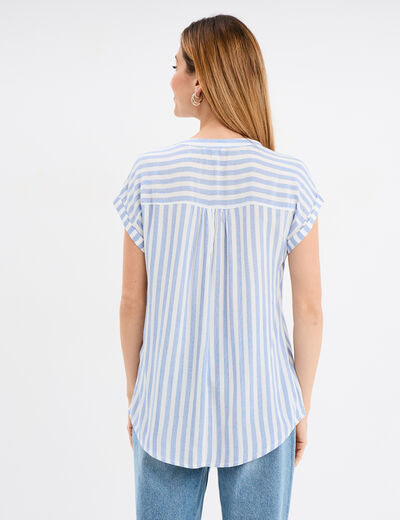 Blouse crépon manches courtes ecru femme