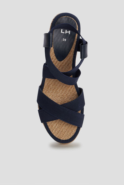 Sandales compensées bleu femme