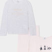 Lot 2 ensembles pyjamas pantalons coton rose poudrée fille