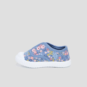 Tennis en toile élastiquées bleu bébé fille