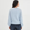 Pull manches ballons détails ajourés bleu pastel femme