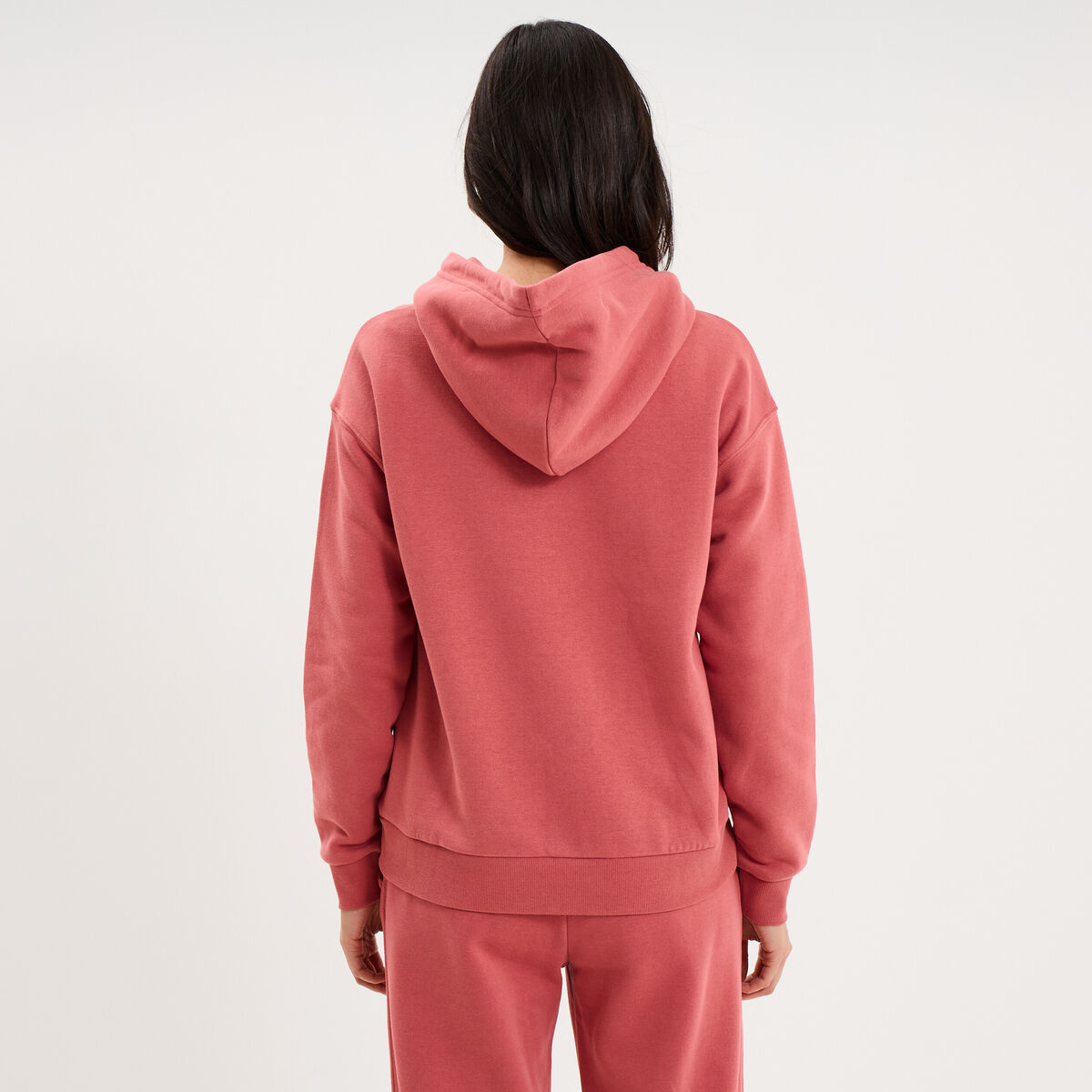 Sweat hoodie 1 poche &agrave; capuche vieux rose femme