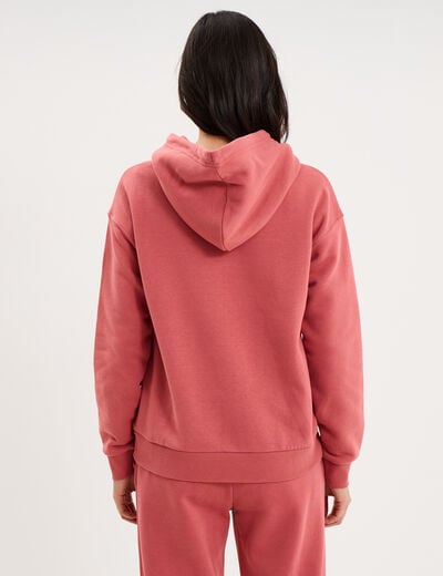 Sweat hoodie 1 poche &agrave; capuche vieux rose femme