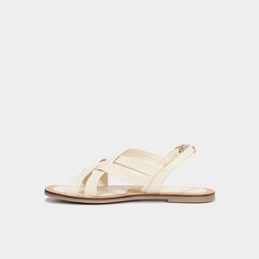 Sandales brides croisées en cuir blanc femme