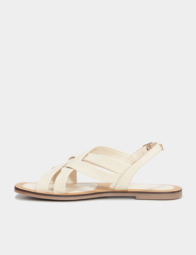 Sandales brides croisées en cuir blanc femme