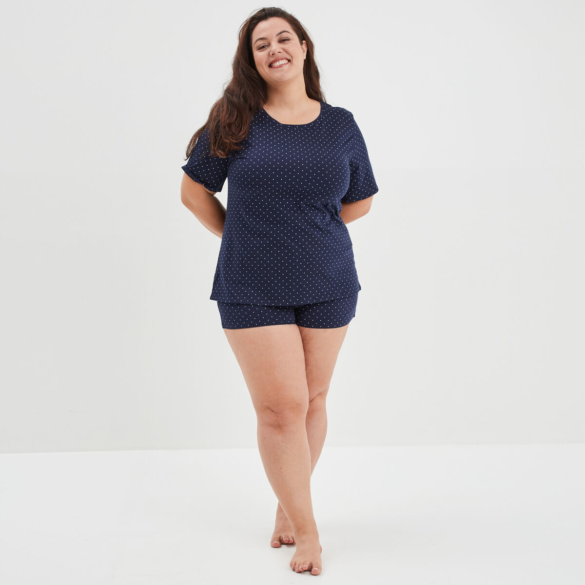 Ensemble pyjama short 2 pièces Modavista bleu femme grande taille