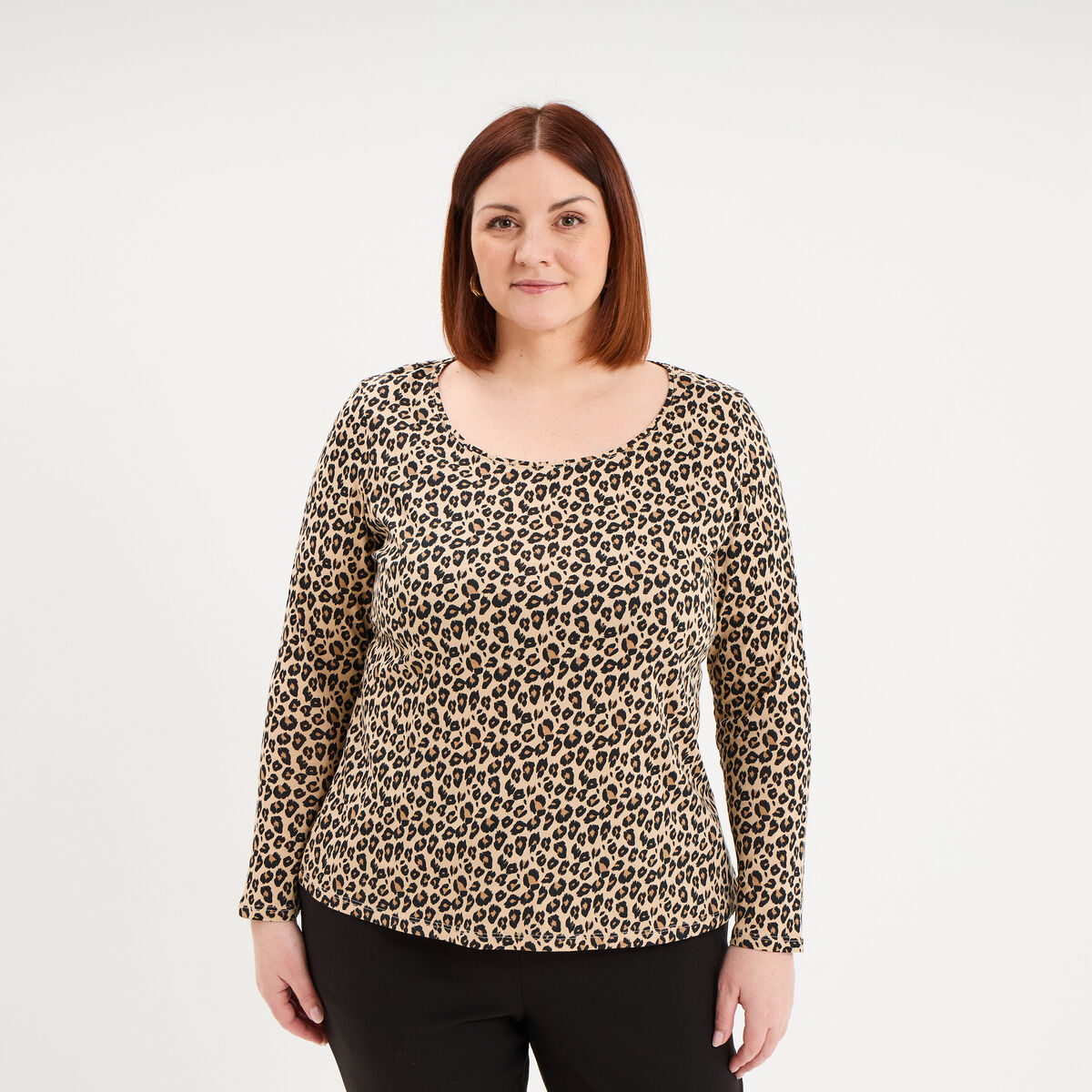 T-shirt manches longues coton sable femme grande taille