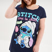 Chemise de nuit coton Stitch bleu marine femme grande taille