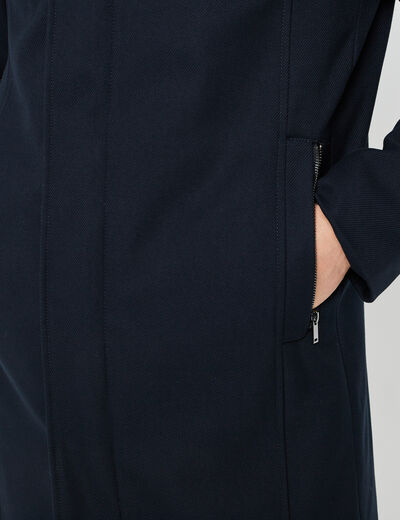 Manteau mi-long col montant bleu marine homme