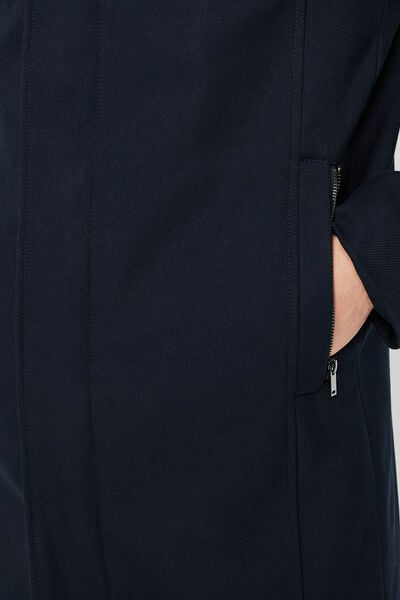 Manteau mi-long col montant bleu marine homme