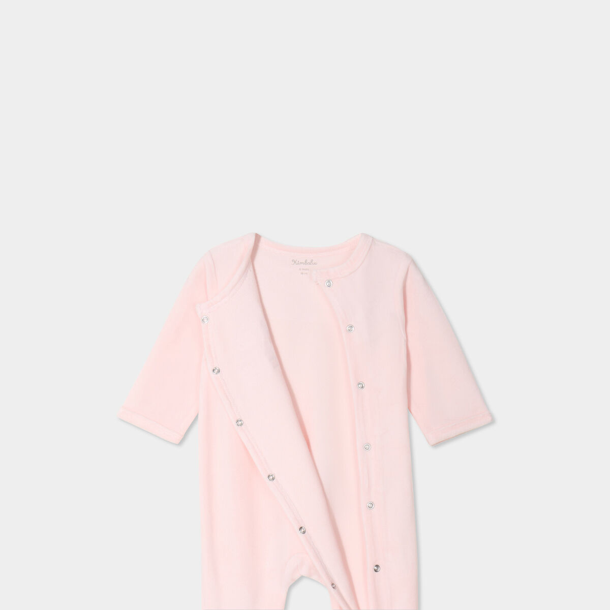 Dors-bien effet velours manches longues rose clair bébé fille