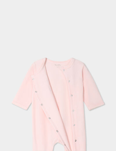 Dors-bien effet velours manches longues rose clair bébé fille