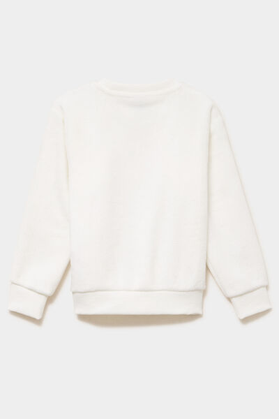 Sweat relax effet velours Cinnamoroll blanc fille