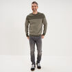 Pull col rond manches longues vert kaki homme