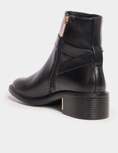Bottines à talons zippées avec boucles noir femme