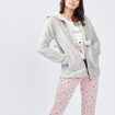Veste de pyjama effet velours &agrave; capuche gris femme