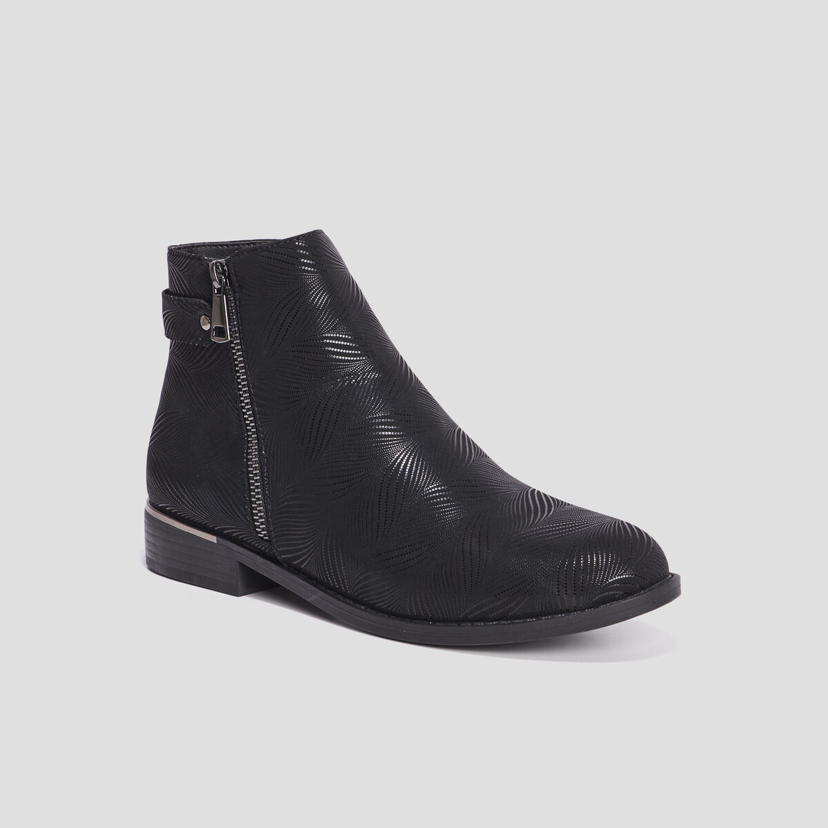 Bottines zippées avec perforations noir femme