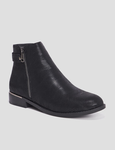 Bottines zippées avec perforations noir femme