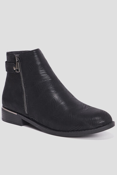 Bottines zippées avec perforations noir femme