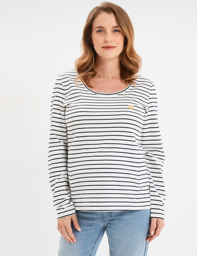 T-shirt allaitement manches longues ecru femme maternité