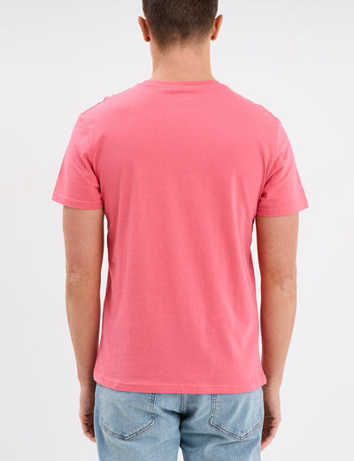 T-shirt en coton manches courtes rose framboise homme
