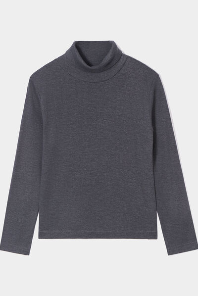 T-shirt col roulé manches longues gris foncé garçon