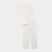 Ensemble pyjama t-shirt pantalon coton ecru femme