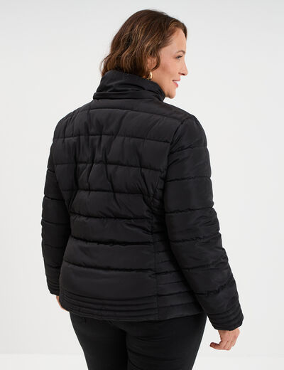 Doudoune d&eacute;perlante &agrave; capuche noir femme grande taille