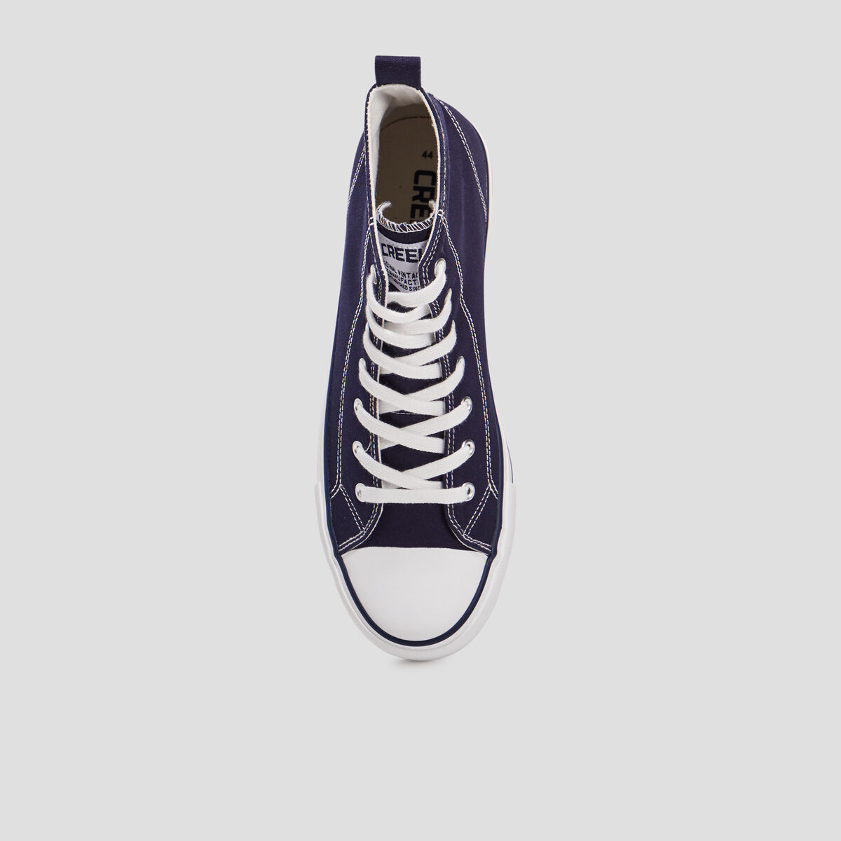 Baskets &agrave; lacets montantes en toile bleu marine homme