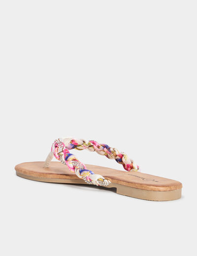 Mules plates d&eacute;tails foulard blanc femme