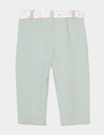 Pantalon en maille ceinturé vert pastel bébé fille