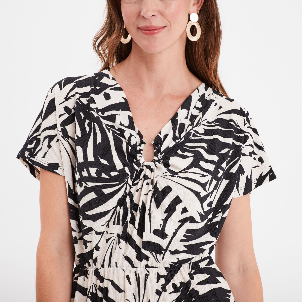 Robe midi évasée boucle au col Mosquitos noir femme