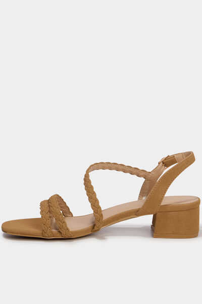 Sandales su&eacute;dine tress&eacute;es marron femme