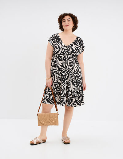 Robe patineuse à volants ecru femme grande taille