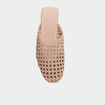 Mules plates carr&eacute;es effet tress&eacute; creme femme