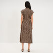 Robe chemise longue taille ajustable beige clair femme