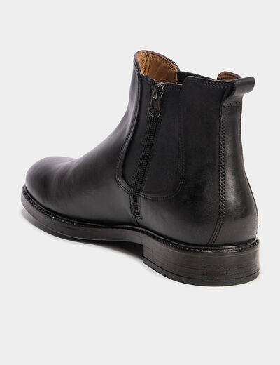 Bottines zipp&eacute;es en cuir noir homme