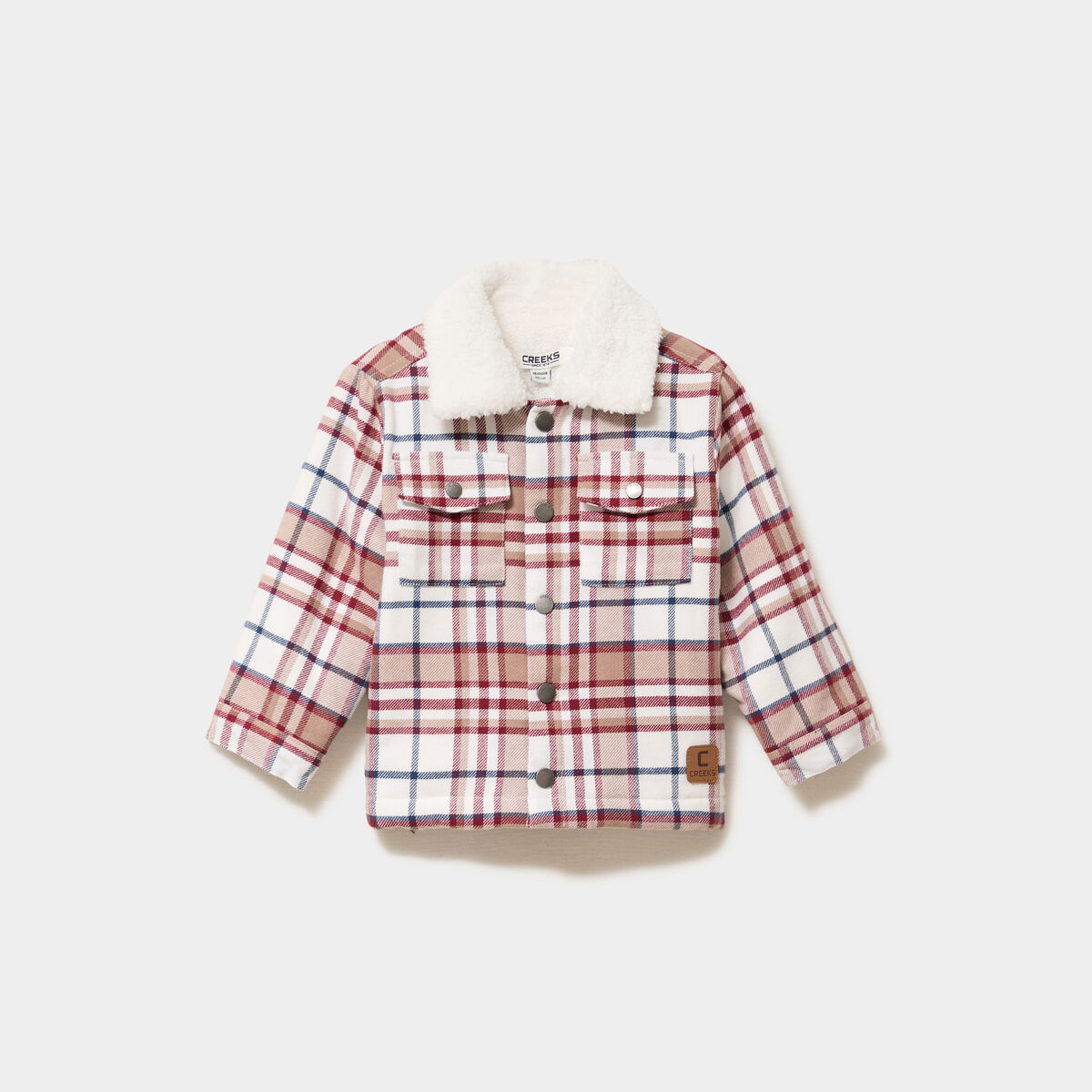 Veste doubl&eacute;e boutonn&eacute;e col aviateur taupe b&eacute;b&eacute; gar&ccedil;on
