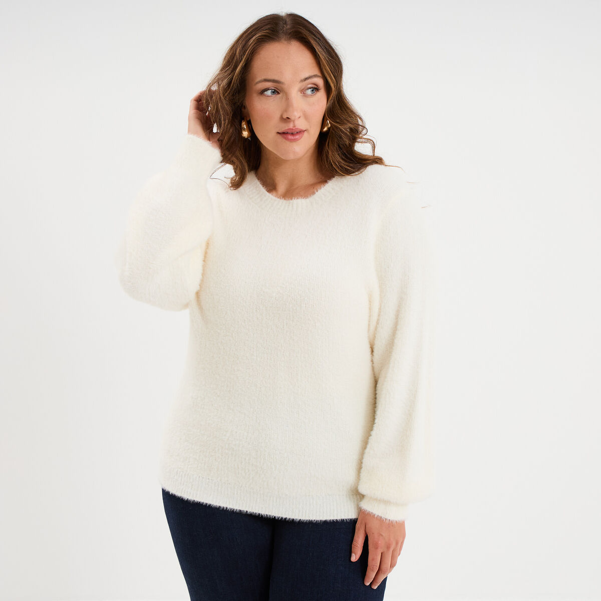 Pull Blanc En Mailles Cotelées Agnès B - Taille S - Coton/cachemire - Occasion Excellent état