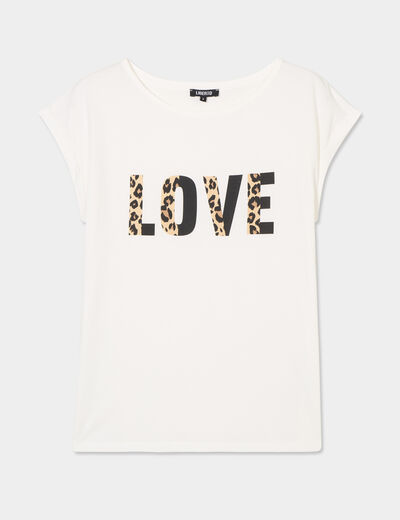 T-shirt col rond manches courtes coton blanc femme