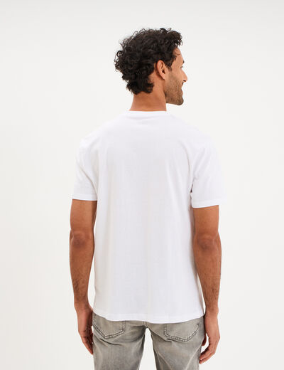 T-shirt droit en coton manches courtes blanc homme